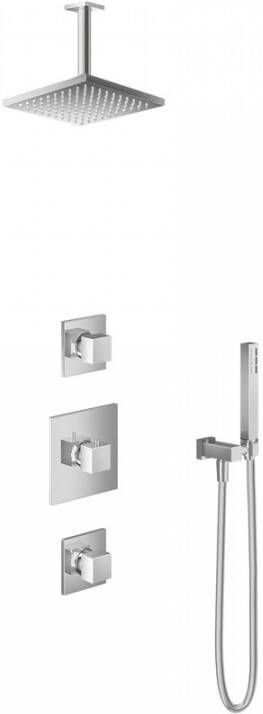 Hotbath Get Together IBS4GN inbouwdouche met 15cm plafondbuis en 30cm hoofddouche geborsteld nikkel