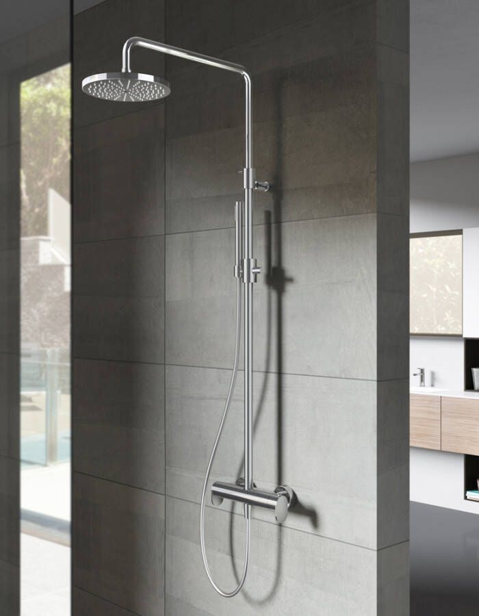 Hotbath Get together SDS8 thermostatische regendoucheset met 30cm ronde hoofddouche 3 standen ronde handdouche nikkel geborsteld SDS8GN15