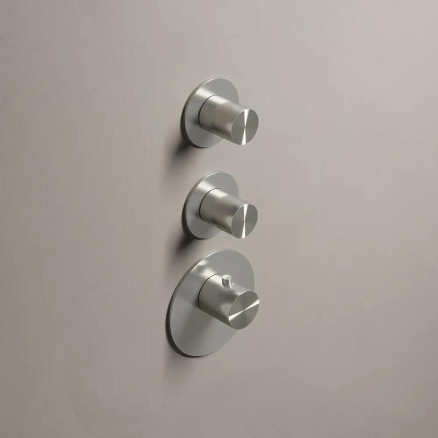 Hotbath Archie afbouwdeel met 2 stopkranen geborsteld gunmetal PVD