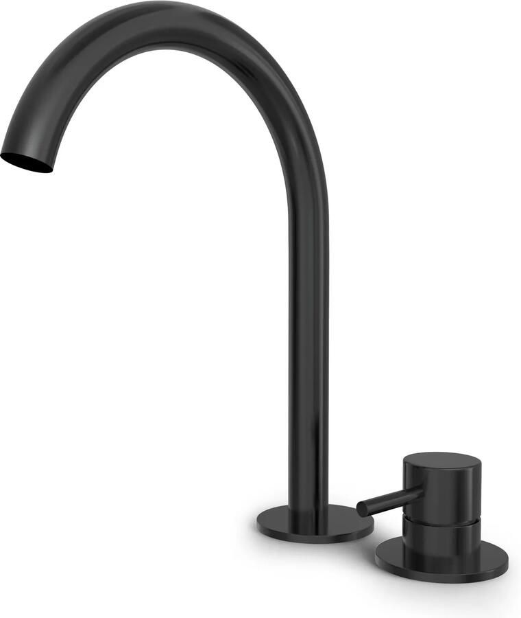 Hotbath BUDDY Wastafelmengkraan 2 gats Geborsteld Zwart PVD (B123MBP)