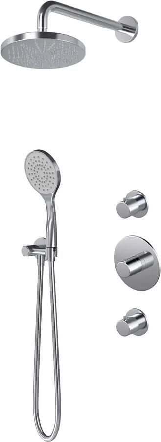 Hotbath Buddy IBS12 inbouw regendouche 25cm met 3 standen handdouche glijstang en plafondbuis 30cm chroom