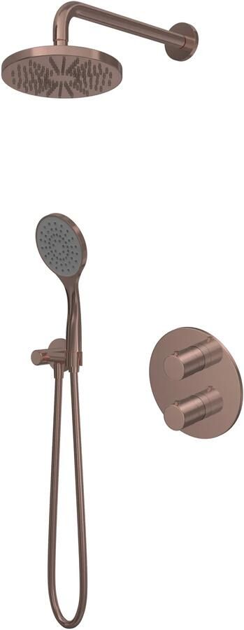Hotbath Buddy IBS12A inbouw regendoucheset met 3-standen handdouche aan glijstang en 25cm hoofddouche aan 15cm plafondarm geborsteld zwart PVD - Foto 2