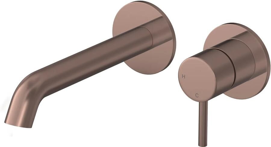 Hotbath Buddy inbouw wastafelkraan 18cm geborsteld koper PVD