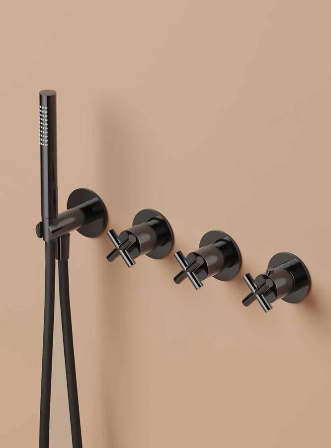 Hotbath Chap inbouwthermostaat met 2 stopkranen zonder uitloop geborsteld messing PVD