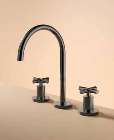 Hotbath Chap wastafelmengkraan 3-gats geborsteld messing PVD