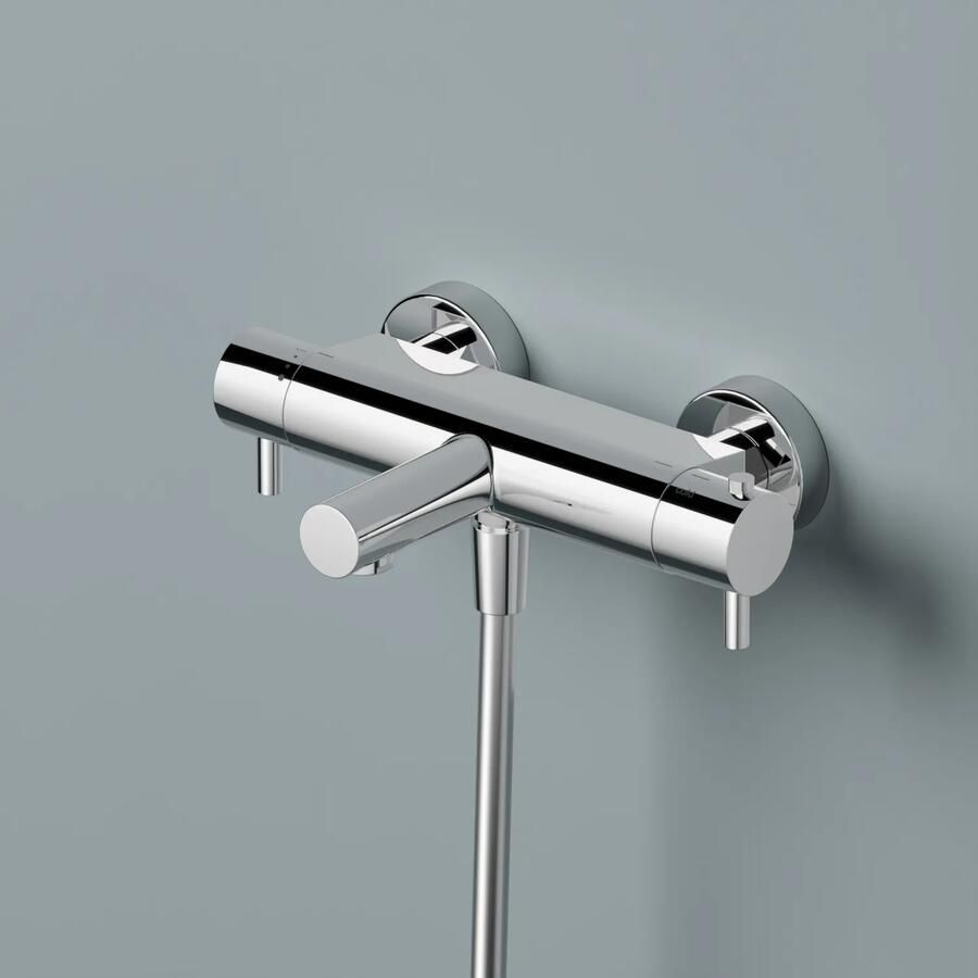 Hotbath COBBER Thermostatische Badmengkraan met uitloop Gepolijst zwart PVD B022PBP
