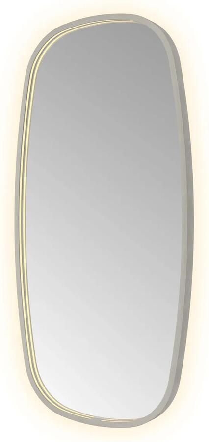 Hotbath Spiegel &MORE 100x50 cm LED-Verlichting Spiegelverwarming Deens Ovaal Geborsteld Gunmetal