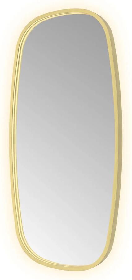 Hotbath Spiegel &MORE 100x50 cm LED-Verlichting Spiegelverwarming Deens Ovaal Geborsteld Messing PVD