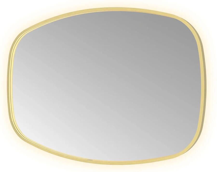 Hotbath Spiegel &MORE 80x120 cm LED-Verlichting Spiegelverwarming Deens Ovaal Geborsteld Messing PVD