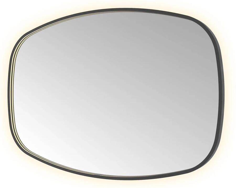 Hotbath Spiegel &MORE 80x120 cm LED-Verlichting Spiegelverwarming Deens Ovaal Geborsteld Zwart PVD