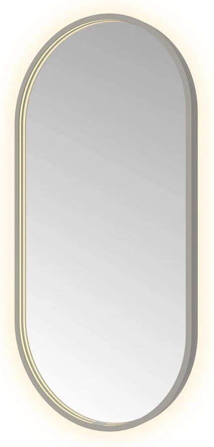 Hotbath Spiegel &MORE 100x50 cm LED-Verlichting Spiegelverwarming Ovaal Geborsteld Gunmetal
