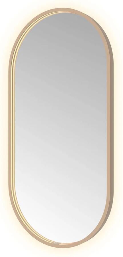 Hotbath Spiegel &MORE 100x50 cm LED-Verlichting Spiegelverwarming Ovaal Geborsteld Koper PVD