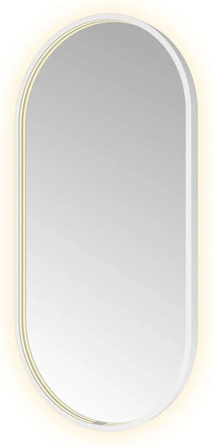 Hotbath Spiegel &MORE 100x50 cm LED-Verlichting Spiegelverwarming Ovaal Mat Wit