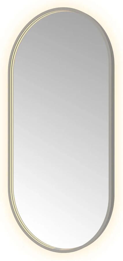 Hotbath Spiegel &MORE 120x60 cm LED-Verlichting Spiegelverwarming Ovaal Geborsteld Gunmetal