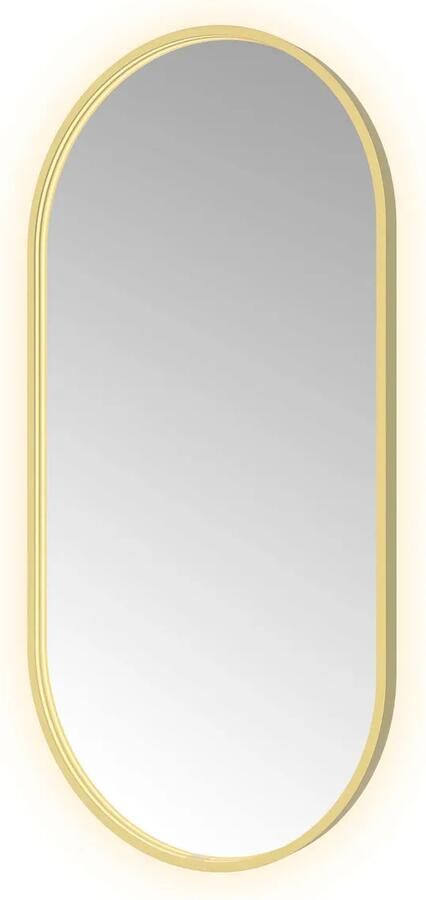 Hotbath Spiegel &MORE 120x60 cm LED-Verlichting Spiegelverwarming Ovaal Geborsteld Messing PVD