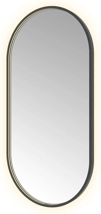 Hotbath Spiegel &MORE 120x60 cm LED-Verlichting Spiegelverwarming Ovaal Geborsteld Zwart PVD