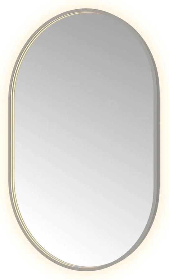 Hotbath Spiegel &MORE 120x80 cm LED-Verlichting Spiegelverwarming Ovaal Geborsteld Gunmetal