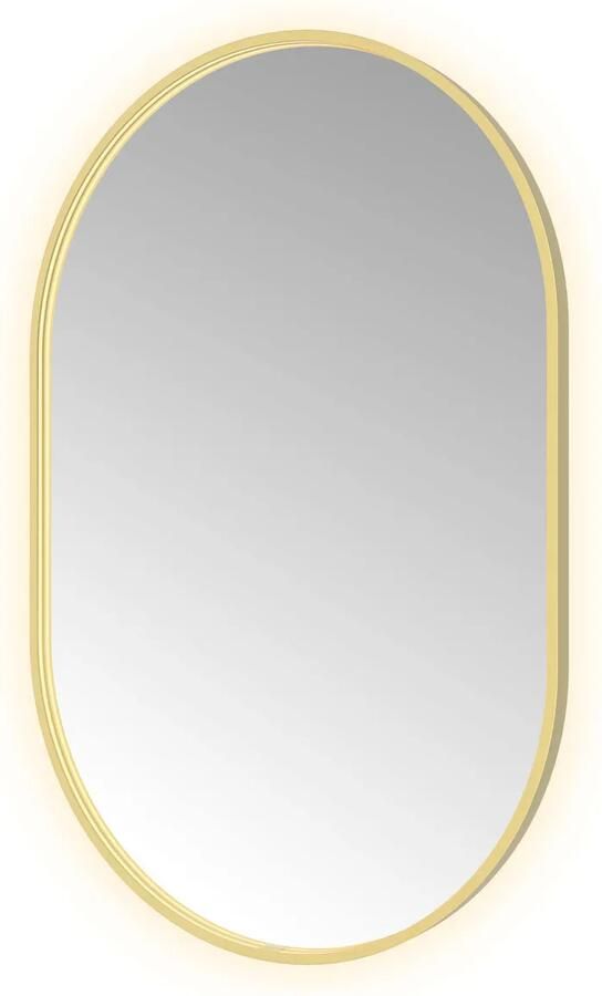 Hotbath Spiegel &MORE 120x80 cm LED-Verlichting Spiegelverwarming Ovaal Geborsteld Messing PVD