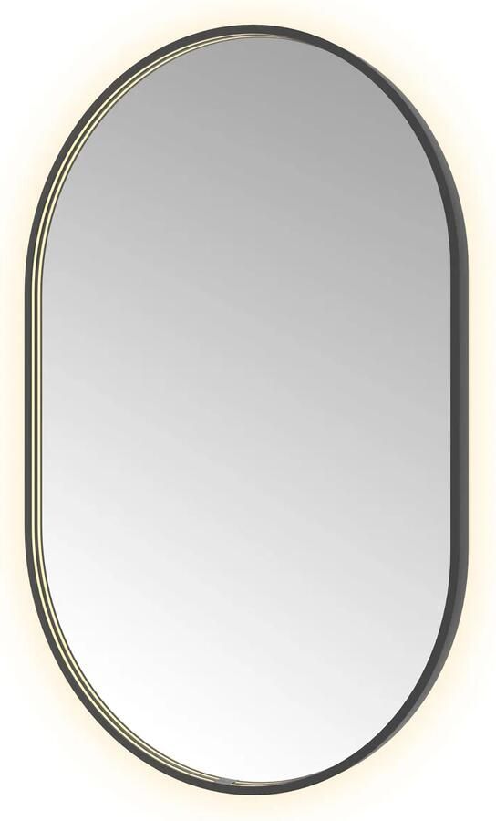 Hotbath Spiegel &MORE 120x80 cm LED-Verlichting Spiegelverwarming Ovaal Geborsteld Zwart PVD