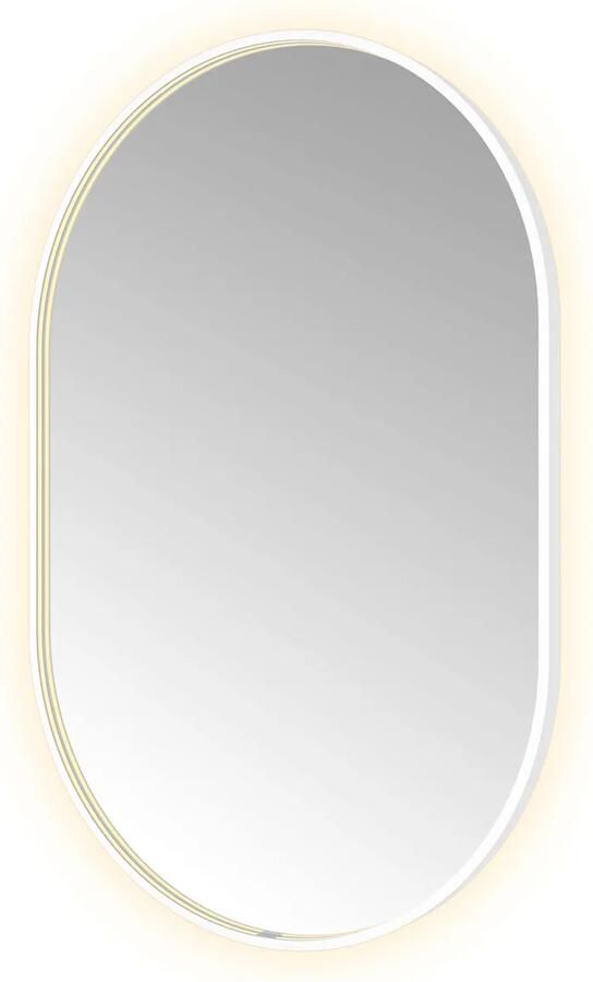 Hotbath Spiegel &MORE 120x80 cm LED-Verlichting Spiegelverwarming Ovaal Mat Wit