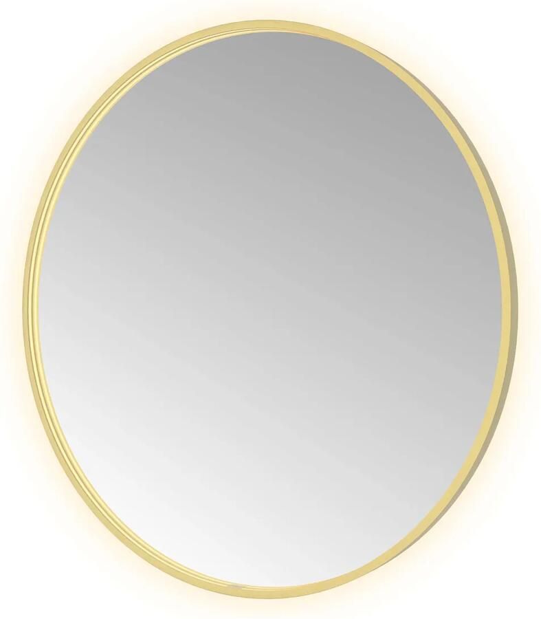 Hotbath Spiegel &MORE 100x100 cm LED-Verlichting Spiegelverwarming Rond Geborsteld Messing PVD