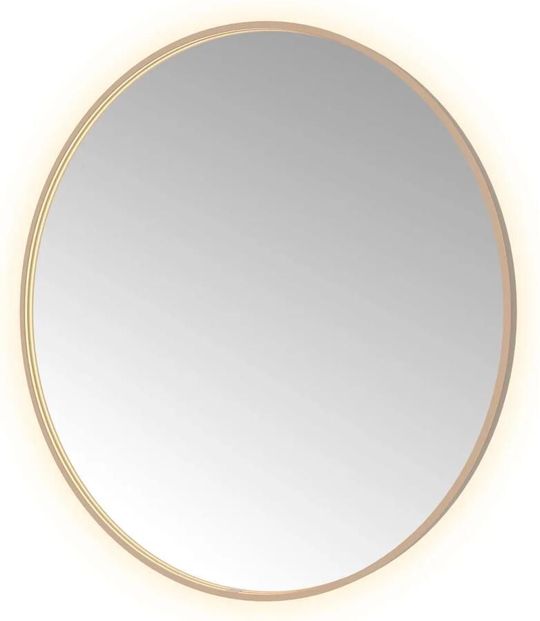 Hotbath Spiegel &MORE 120x120 cm LED-Verlichting Spiegelverwarming Rond Geborsteld Koper PVD