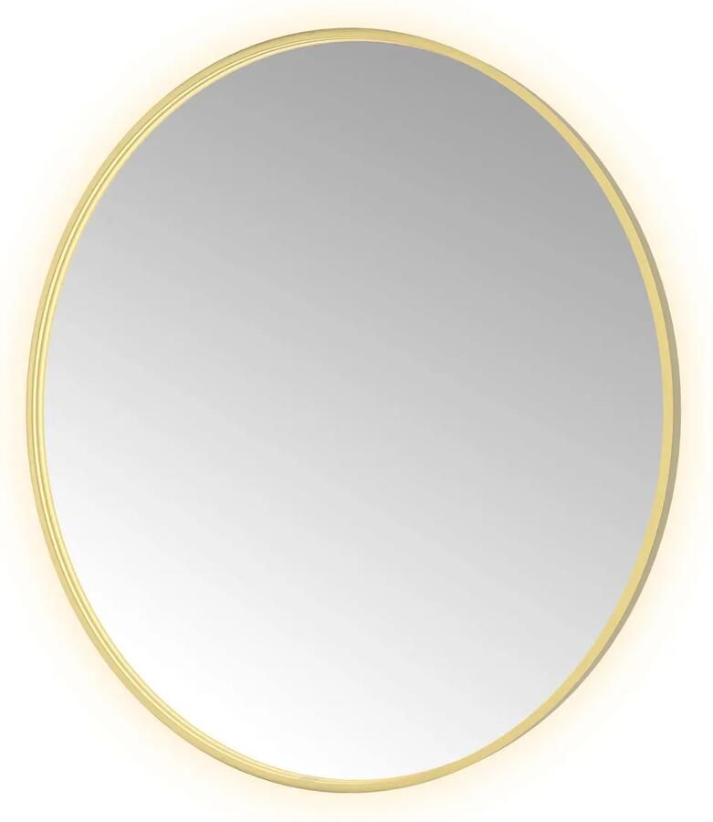 Hotbath Spiegel &MORE 120x120 cm LED-Verlichting Spiegelverwarming Rond Geborsteld Messing PVD