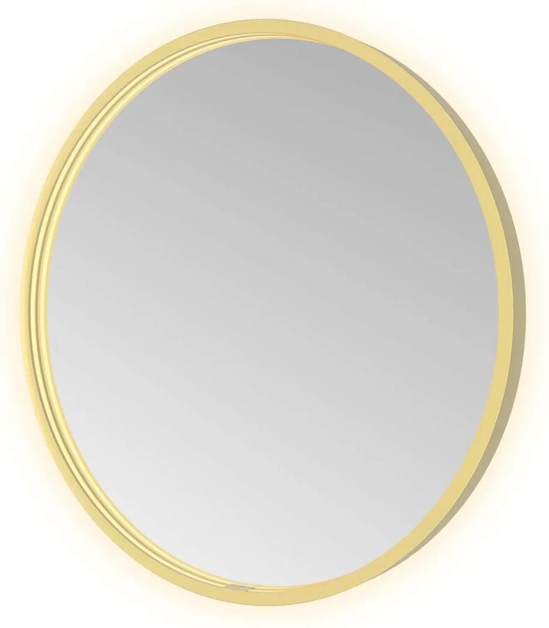 Hotbath Spiegel &MORE 60x60 cm LED-Verlichting Spiegelverwarming Rond Geborsteld Messing PVD
