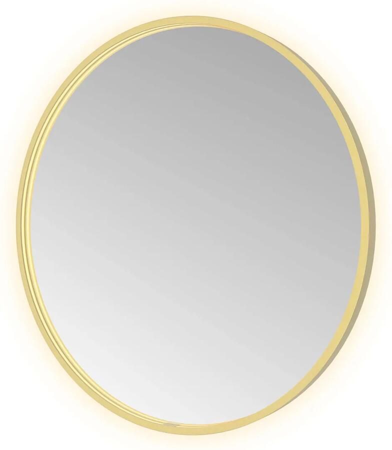 Hotbath Spiegel &MORE 80x80 cm LED-Verlichting Spiegelverwarming Rond Geborsteld Messing PVD