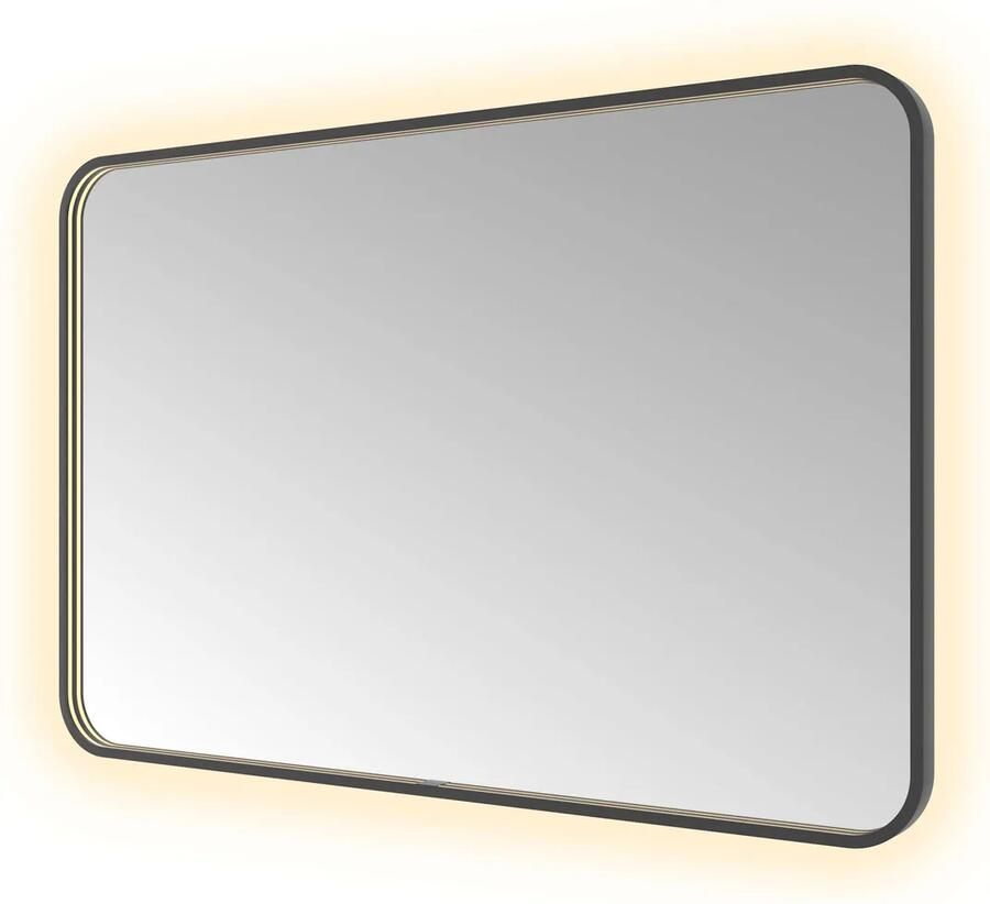 Hotbath &MORE Spiegel direct en indirect LED color changing spiegelverwarming met afstandsbediening Geborsteld zwart PVD SSQ128MBP