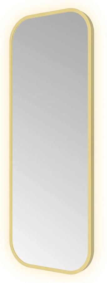 Hotbath Spiegel &MORE 80x30 cm LED-Verlichting Rechthoek Afgerond Geborsteld Messing PVD