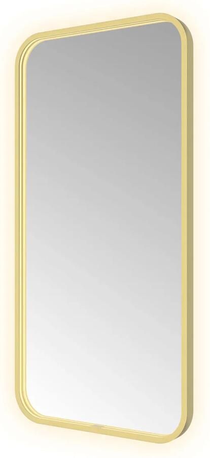 Hotbath Spiegel &MORE 100x50 cm LED-Verlichting Spiegelverwarming Rechthoek Geborsteld Messing PVD