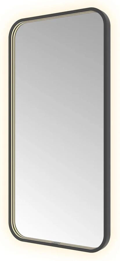 Hotbath &MORE Spiegel direct en indirect LED spiegelverwarming color changing dimbaar met afstandsbediening Geborsteld zwart PVD SSQ510MBP