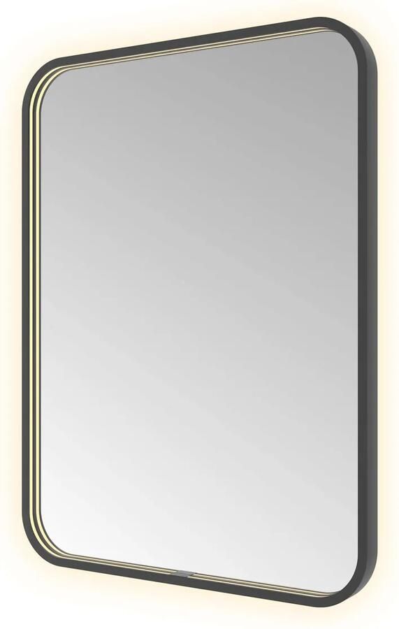 Hotbath &MORE Spiegel direct en indirect LED spiegelverwarming color changing dimbaar met afstandsbediening Geborsteld zwart PVD SSQ680MBP