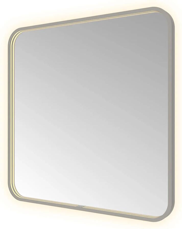 Hotbath Spiegel &MORE 80x60 cm LED-Verlichting Spiegelverwarming Vierkant Geborsteld Gunmetal