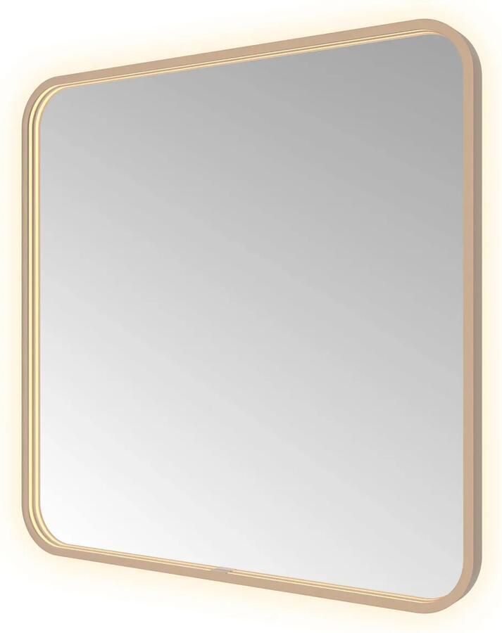 Hotbath &MORE Spiegel direct en indirect LED spiegelverwarming color changing dimbaar met afstandsbediening Geborsteld koper PVD SSQ80BCP