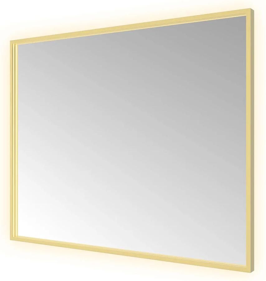 Hotbath Spiegel &MORE 80x100 cm LED-Verlichting Spiegelverwarming Rechthoek Geborsteld Messing PVD