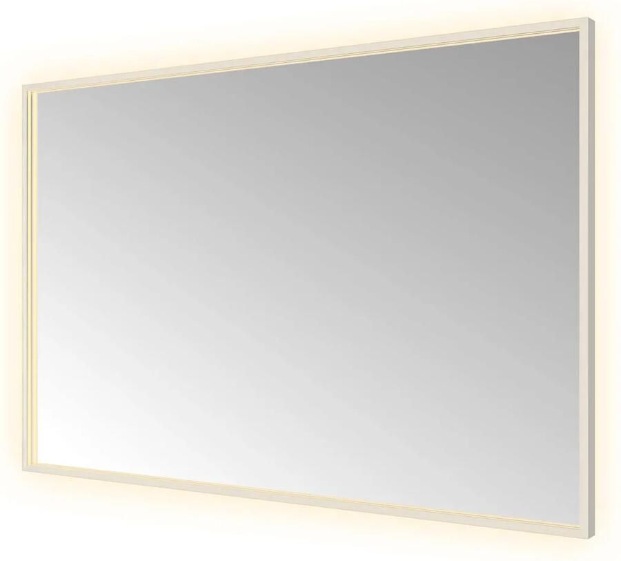 Hotbath &MORE Spiegel directe en indirecte LED color changing spiegelverwarming dimbaar met afstandsbediening Geborsteld messing PVD SQU128IX