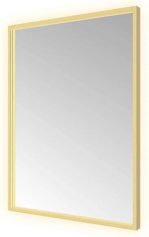 Hotbath Spiegel &MORE 80x60 cm LED-Verlichting Spiegelverwarming Rechthoek Geborsteld Messing PVD