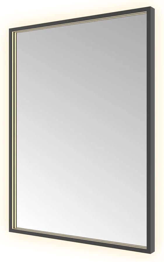 Hotbath &MORE Spiegel direct en indirect LED color changing spiegelverwarming met afstandsbediening Geborsteld zwart PVD SQU680MBP