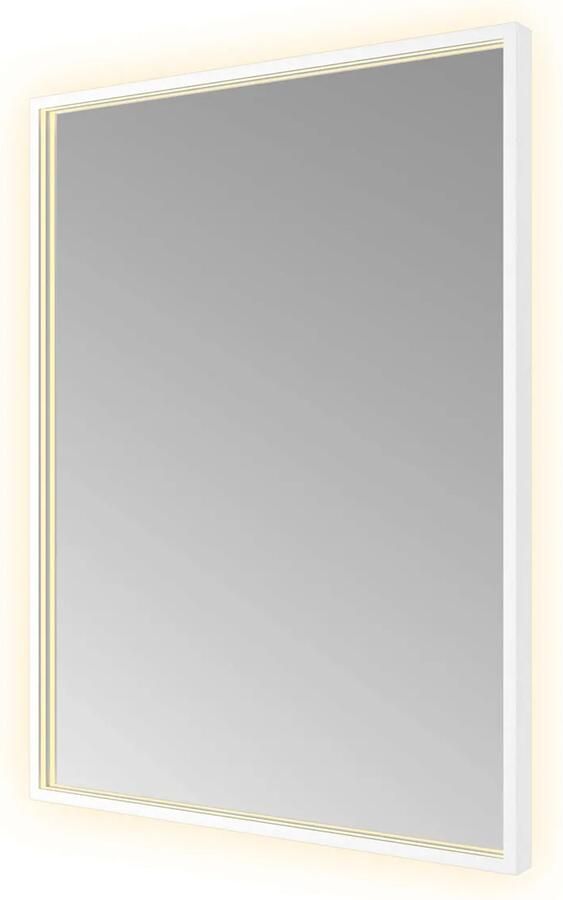 Hotbath Spiegel &MORE 80x60 cm LED-Verlichting Spiegelverwarming Rechthoek Mat Wit