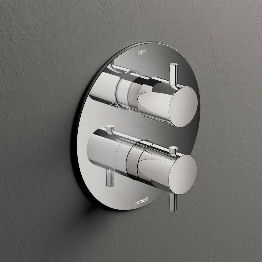 Douchekraan Hotbath Laddy Inbouw Thermostatisch Rond Glans Chroom 2 Greeps met Omstelling