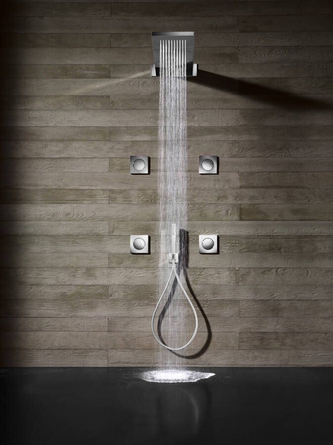 Douche Concurrent Hoofddouche Hotbath Mate Rechthoek Geborsteld Nikkel 16.5x53.7cm Waterval - Foto 2