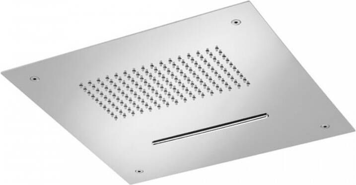 Douche Concurrent Hoofddouche Hotbath Mate Inbouw Vierkant Dualflow Geborsteld Nikkel 38cm met Waterval