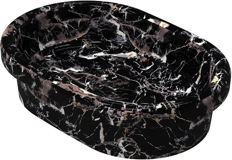 Isvea Curvo Inbouw waskom ovaal 60cm zwart marmer