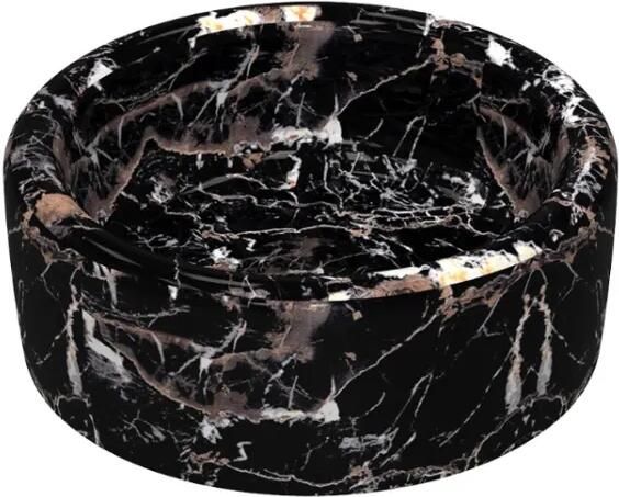 Isvea Curvo opbouw waskom rond 42cm zwart marmer