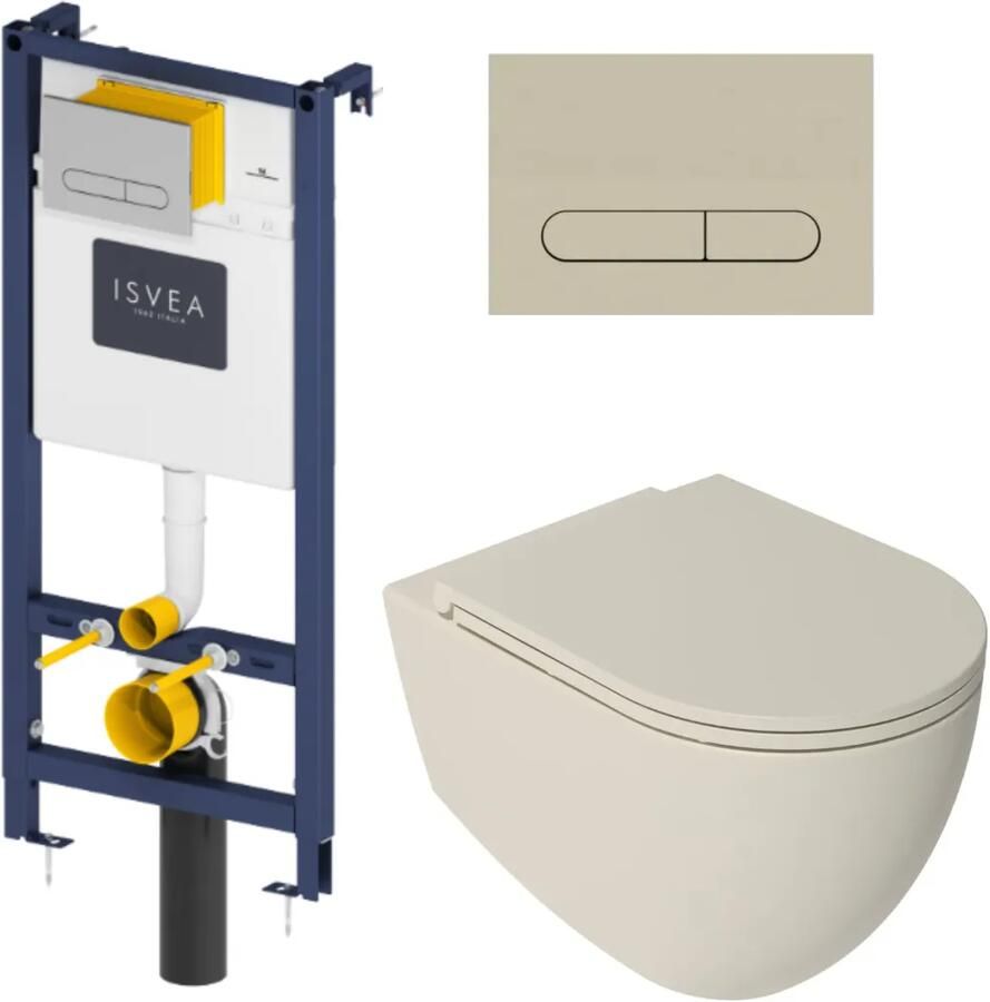 Isvea Durezza met Infinity randloos toilet ivoor mat en softclose zitting