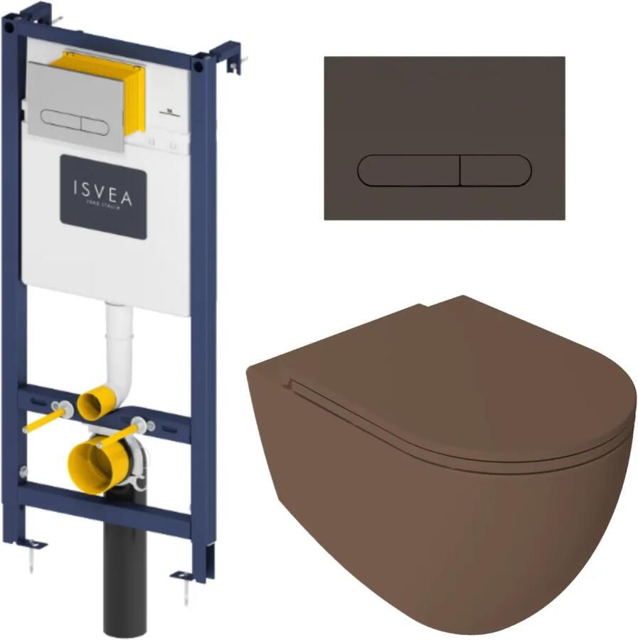 Isvea Durezza met Infinity randloos toilet taupe mat en softclose zitting