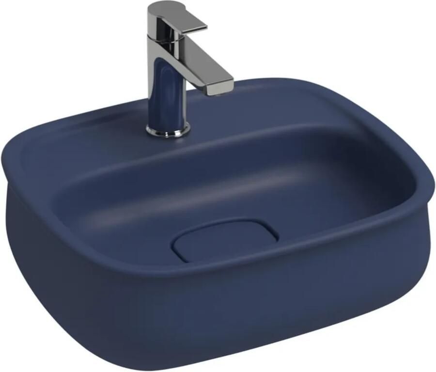 Isvea Fluido opbouw wastafel met kraangat 47cm blauw