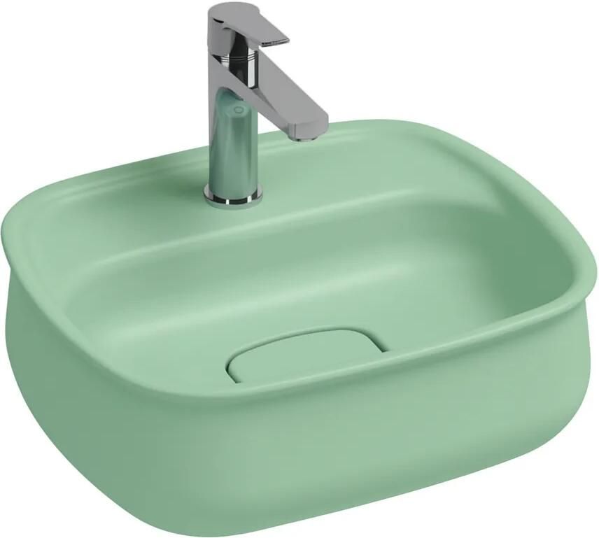 Isvea Fluido opbouw wastafel met kraangat 47cm mint